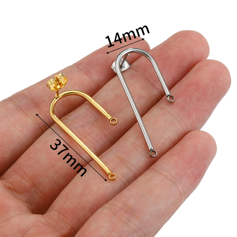 No Fade 10pcs Stainless Steel Ear Studs Earring Post Base Pins with Ear Backs Earplug for Earrings DIY Jewelry Making Components