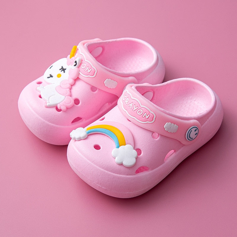 Summer New Children's Cold Slippers Indoor Non -slip and Soft Bottom Comfort Cute Baby Hole Shoes, Boys and Girls Home Slippers