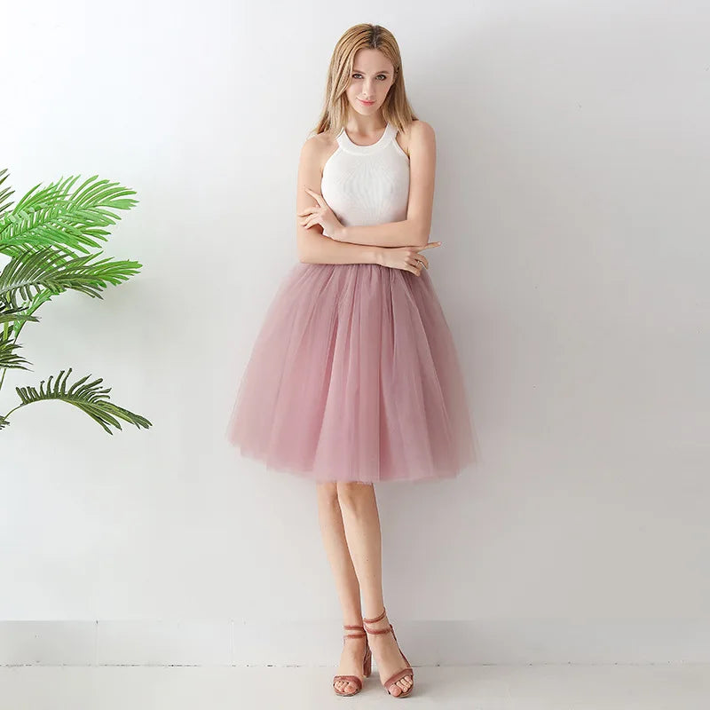 High Waist Tulle Midi Skirt