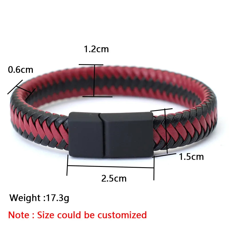 Black Braided Leather Men’s Bracelet - Jeglowstore