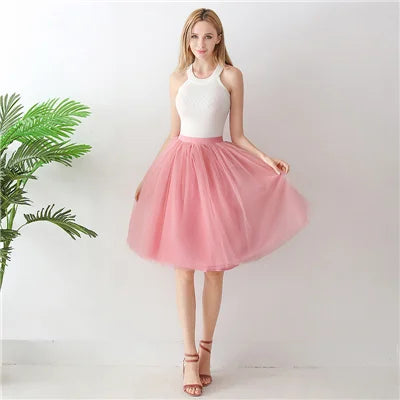 High Waist Tulle Midi Skirt
