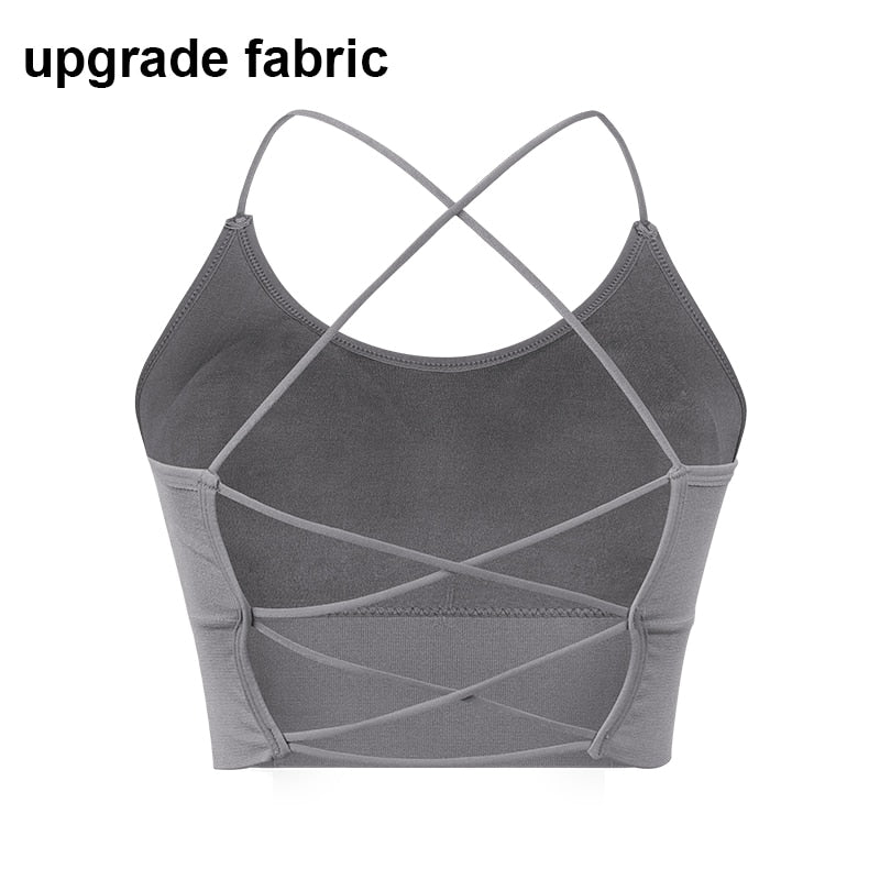 Thin Strape Yoga Sports Bra, Breathable Comfortable Workout Top Bra Without Steel Ring,Sexy Beauty Back Sports Bra for Women Gym