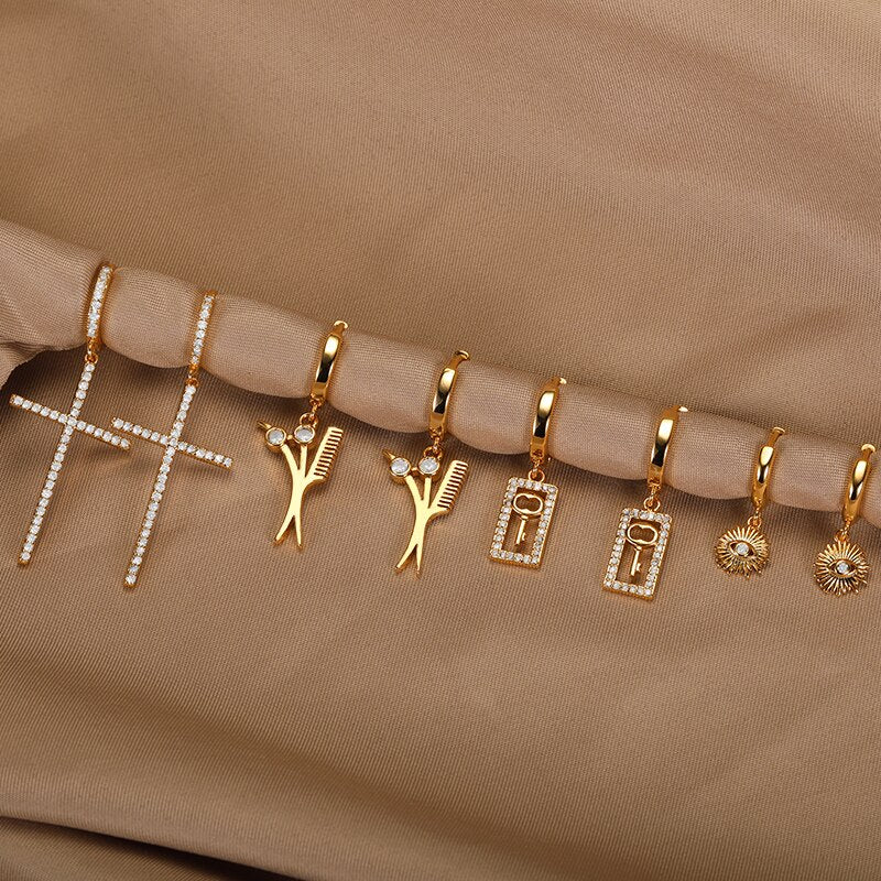 Vintage Geometric Metal Earrings For Women Punk Cross Dangle Moon Earrings 2022 Trend of Earrings Ear Piercing Jewelry