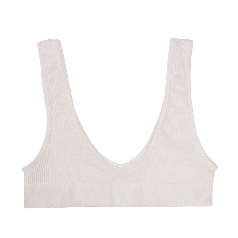 Sexy Seamless Bra Crop Top Women Rib Bralette Women's Plunge Underwear Scoop Neck Tank Top U Back Camisole Sports Bra Tube Top
