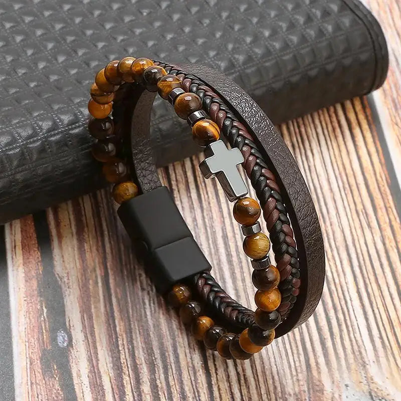 Men’s Classic Handwoven Leather Bracelet - Jeglowstore