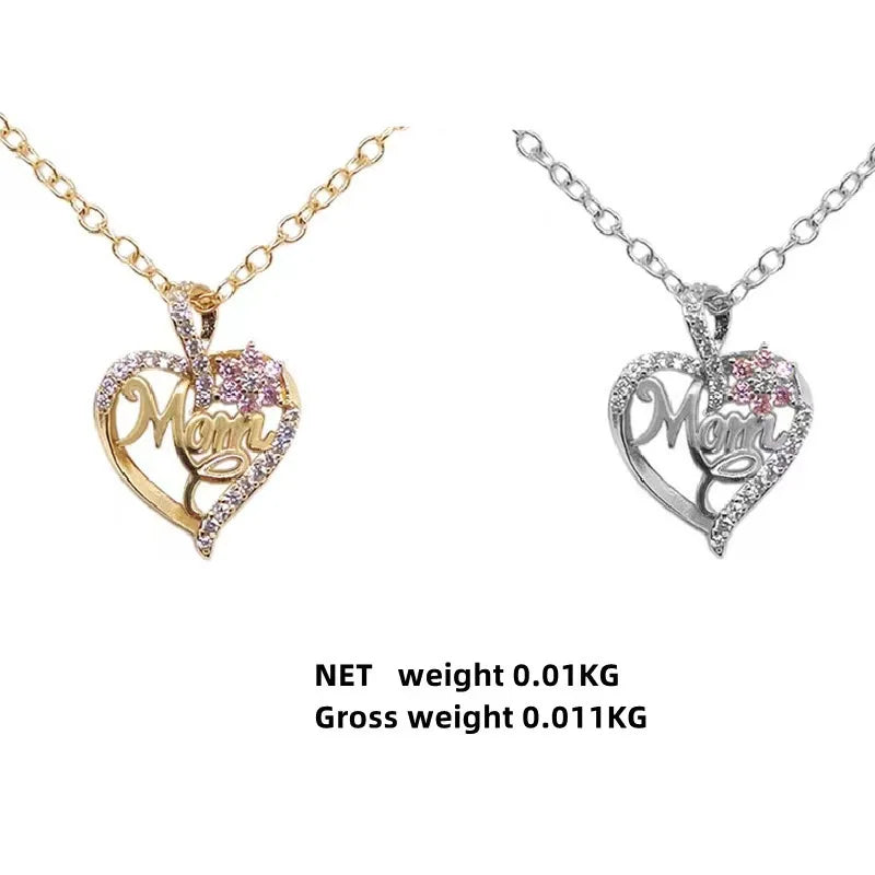 Gold Heart Mom Charm Necklace - Jeglowstore