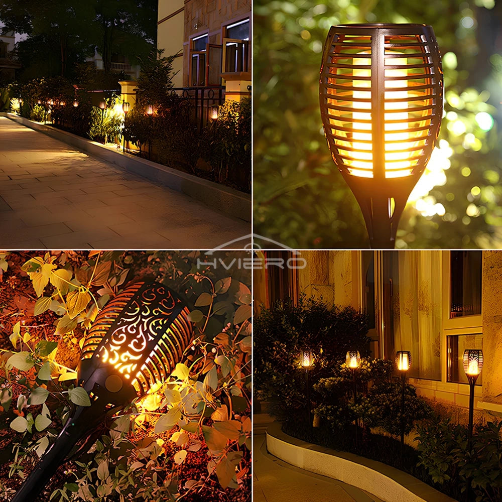 1/2/4/6/8/10/12X Solar Flame Torch Lights 12LED Flickering Waterproof Garden Decoration Outdoor Lawn Path Yard Patio Floor Lamp - Jeglowstore