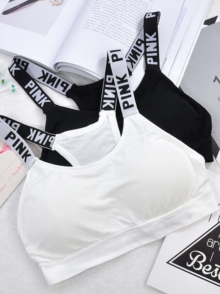 Women's Sports Bra Push Up Fitness Bra Yoga Bra Sport Underwear Running Gym Fitness Tops Black White Letters Seamless Underwear
