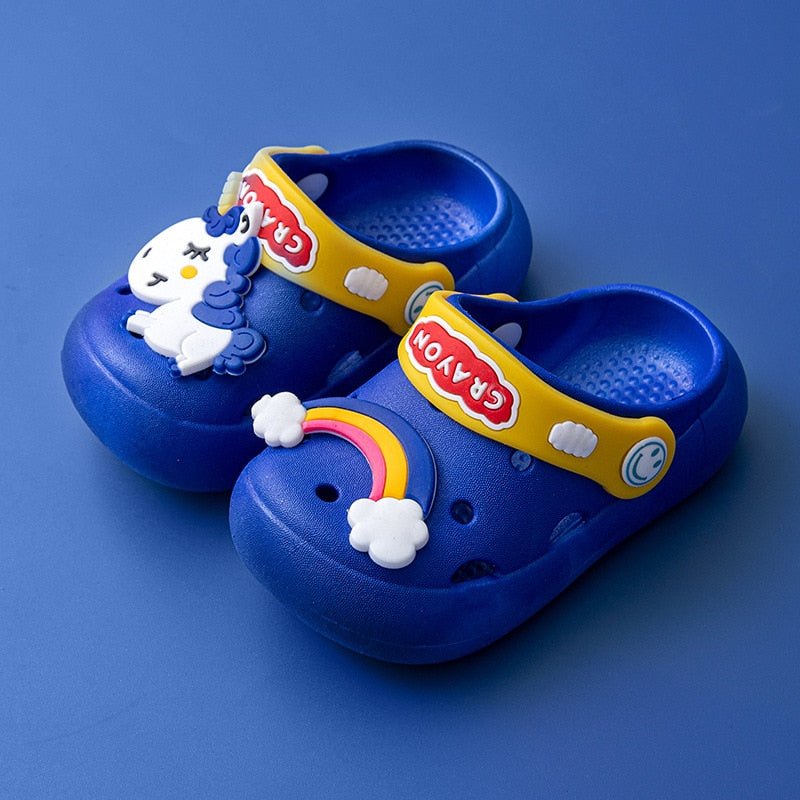 Summer New Children's Cold Slippers Indoor Non -slip and Soft Bottom Comfort Cute Baby Hole Shoes, Boys and Girls Home Slippers