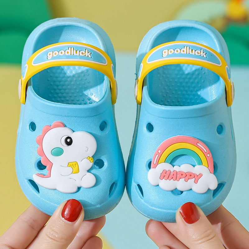 Summer Kids Sandals Hole Children's Shoes Slippers Soft Anti-Skid Cartoon DIY Design Hole Baby Shoes Sandy Beach For Boys Girls