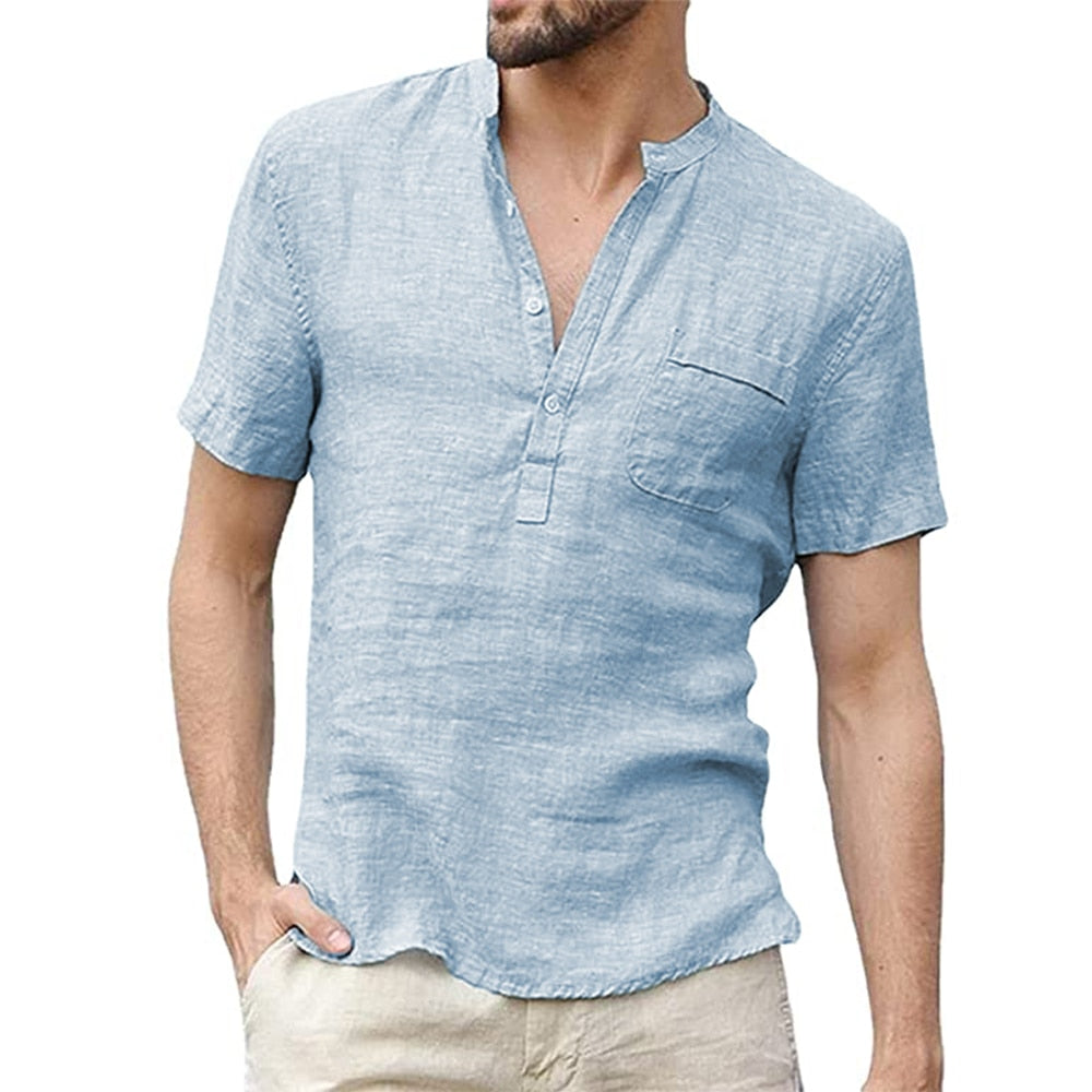 Men's Short-Sleeved T-shirt Cotton and Linen Led Casual Men's T-shirt