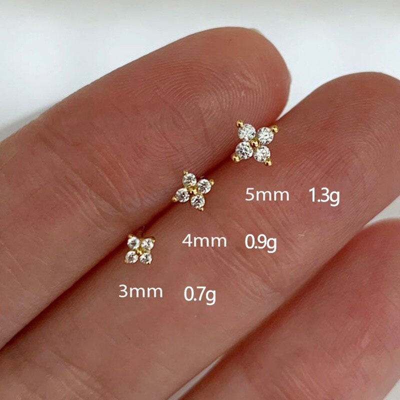 Dainty Flower Stud Earrings for Women Piercing Cartilage Ear Ring Cute Zircon Gold Color Women's Aesthetic Jewelry Gift KCE038 - Jeglowstore