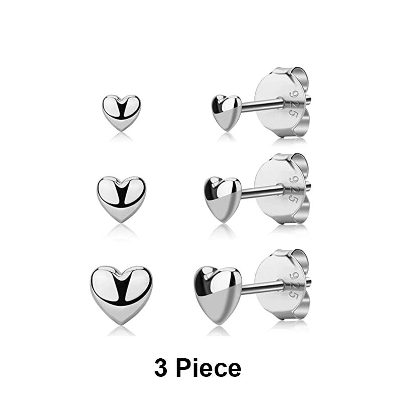 CANNER Aros 18K Gold Plated Earring Set 925 Sterling Silver Small Ear Bone Piercing Earrings For Women 3PCS Jewelry Accessories