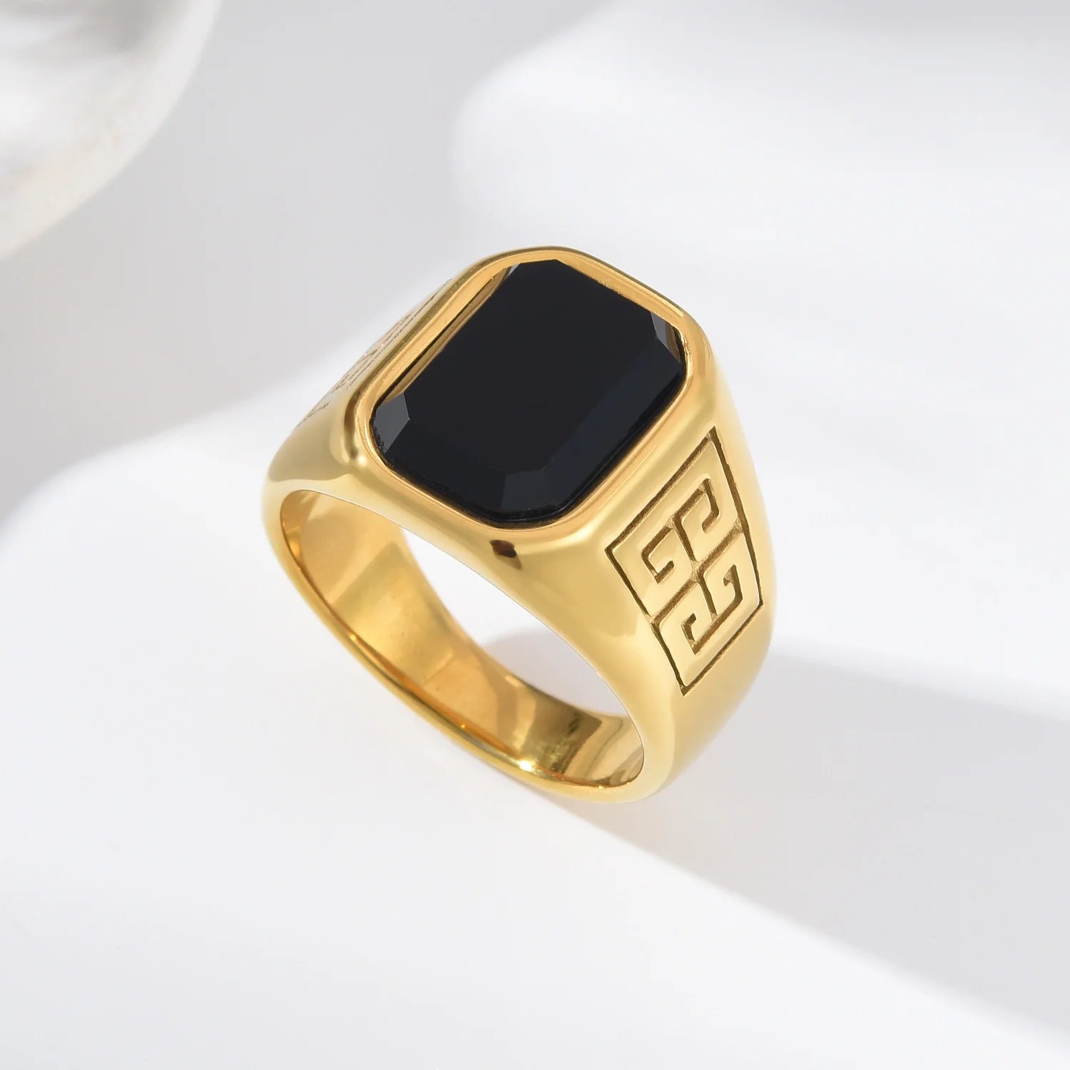 Onyx Gemstone Stainless Steel Ring - Jeglowstore