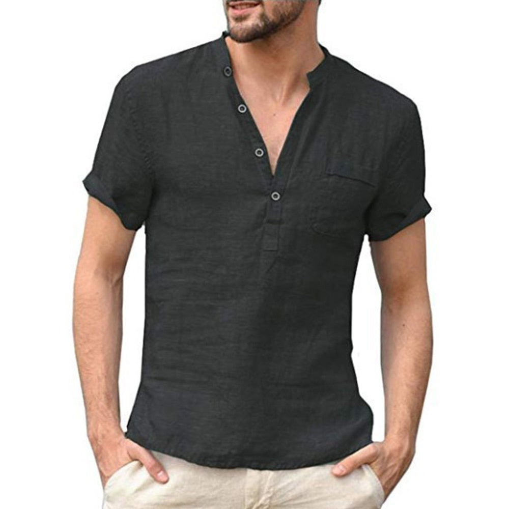 Men's Short-Sleeved T-shirt Cotton and Linen Led Casual Men's T-shirt