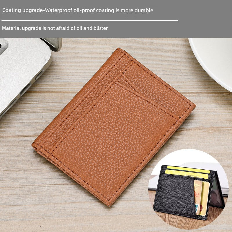 Ultra-Thin Genuine Leather Card Holder Men Driver's License Wallet Small and Simple Multi-Card Card Clip