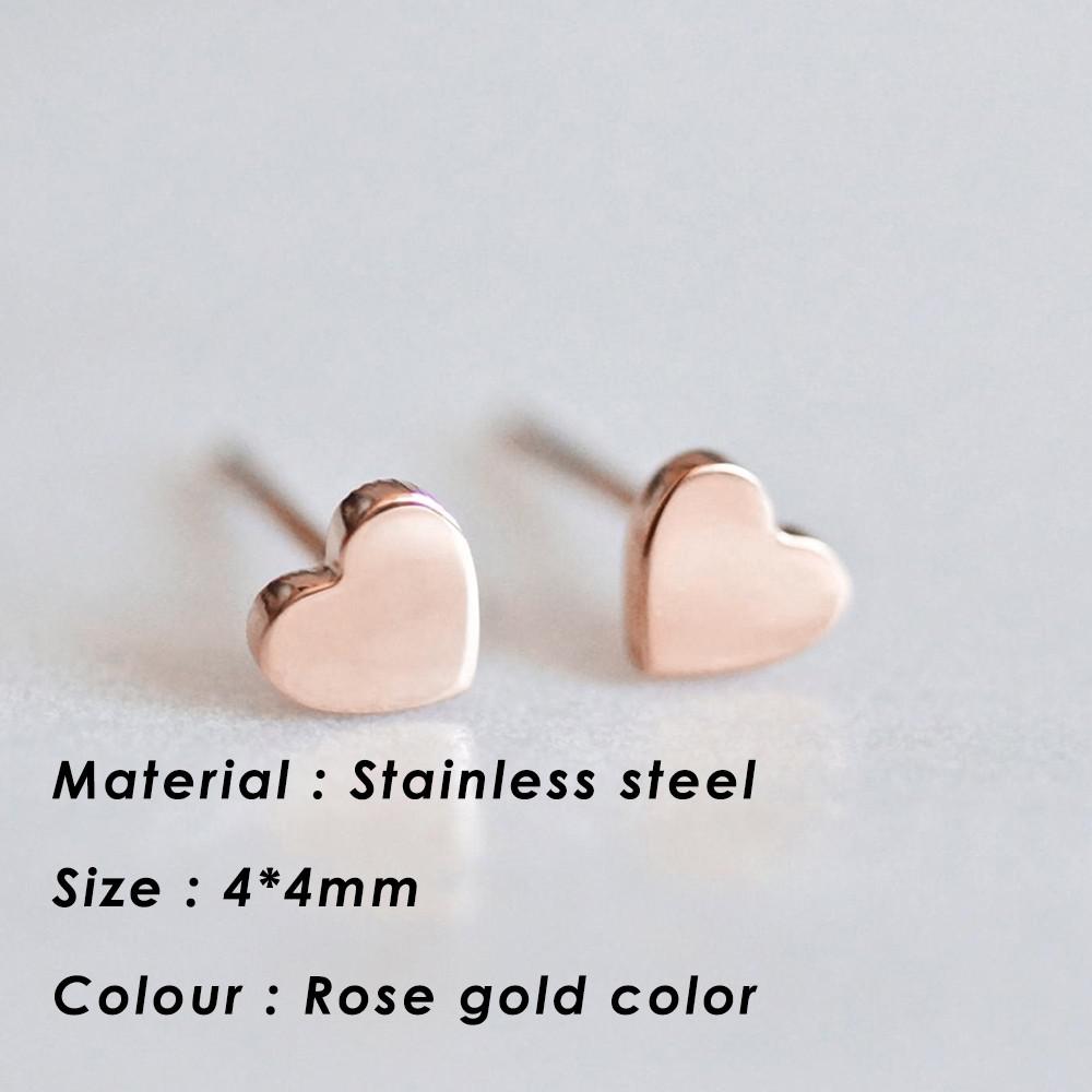 Small Heart Stainless Steel Stud Earrings for Women Girl Not Fade Gold Color Tiny Earrings Korea Fashion Jewelry Piercing Ear