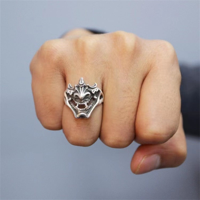 Fashion Creative Demon Skeleton Face Punk Rings For Men Women Gothic Style Vintage Men's Finger Ring Street Hip Hop Jewelry