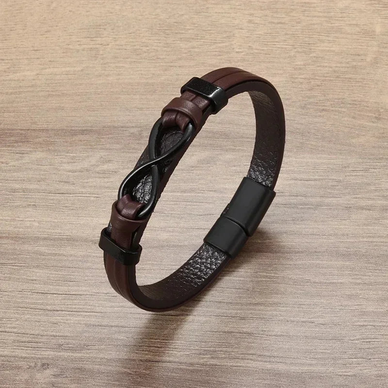 Men’s Handmade Leather Infinity Bracelet - Jeglowstore