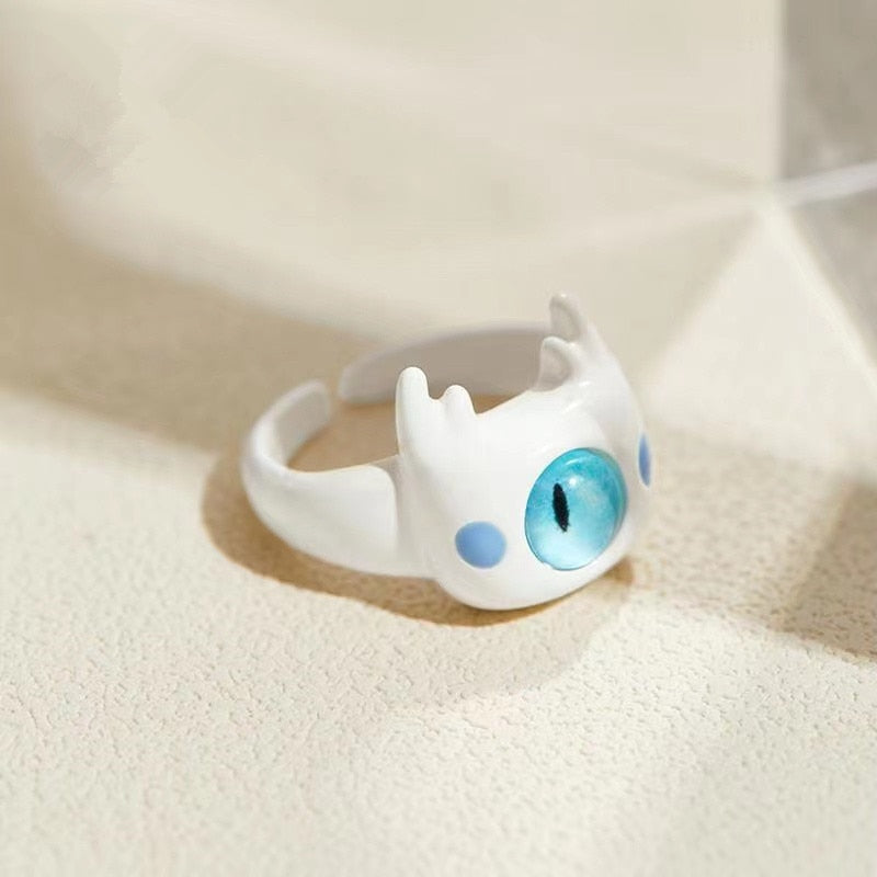Punk eyes ring Cute Green Monster Ring For Women Fashion Sweet Two Color Cat Eyes Open Couple Ring party Finger Accessories