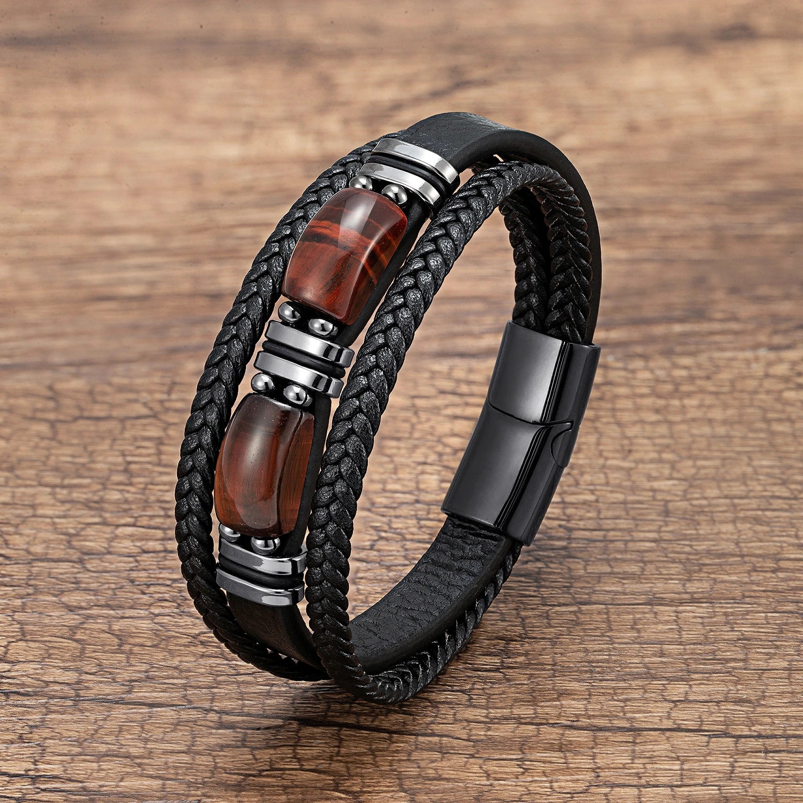 Multilayer Tiger Eye Leather Bracelet - Jeglowstore