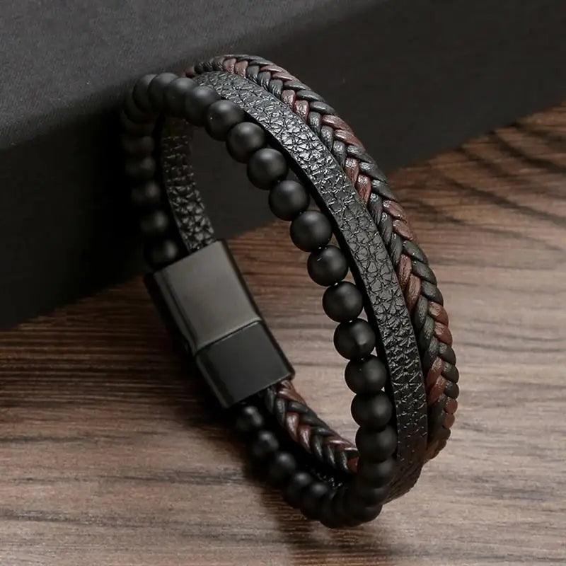 Men’s Classic Handwoven Leather Bracelet - Jeglowstore