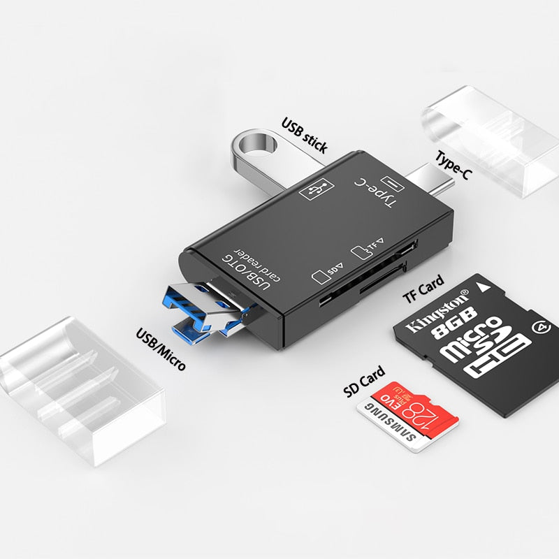 USB3.0 Card Reader 6 in 1 OTG Multifunction Type C Micro TF SD USB Card Reader Adapter Computer Laptop Tablet Phone Accessories