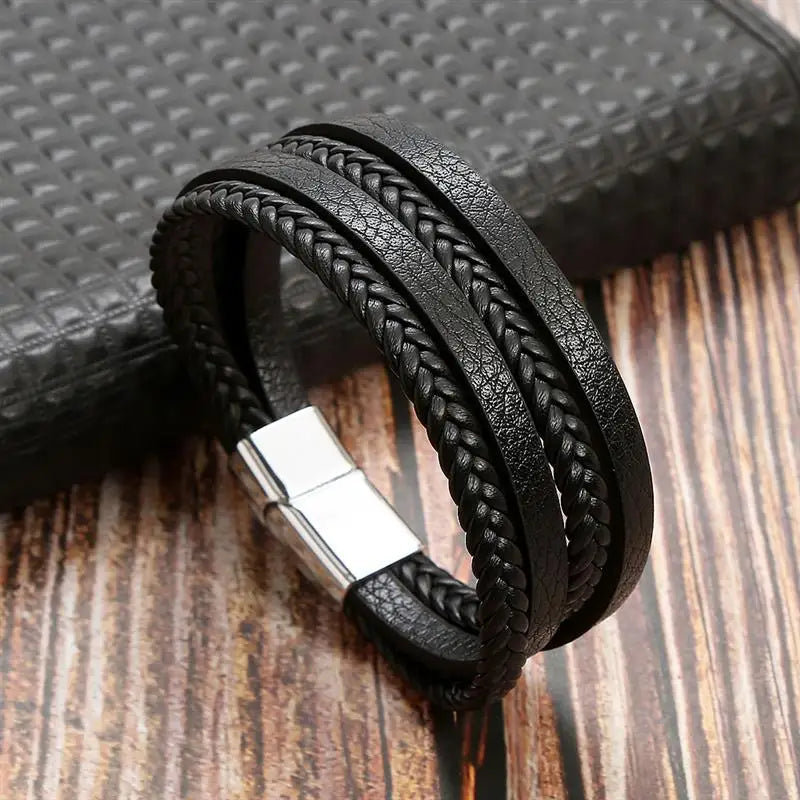Men’s Classic Handwoven Leather Bracelet - Jeglowstore