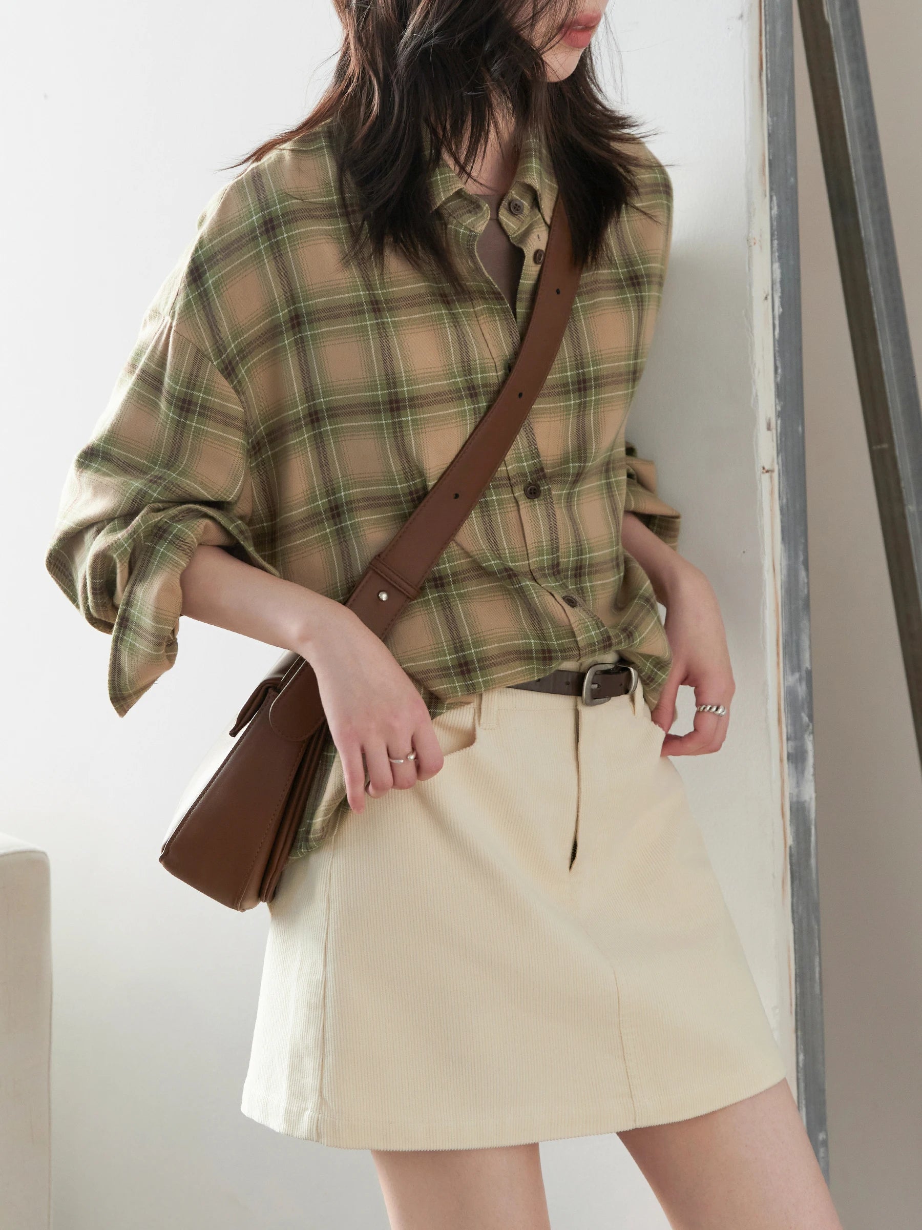 Retro High Waist Corduroy A-Line Skirt - Jeglowstore