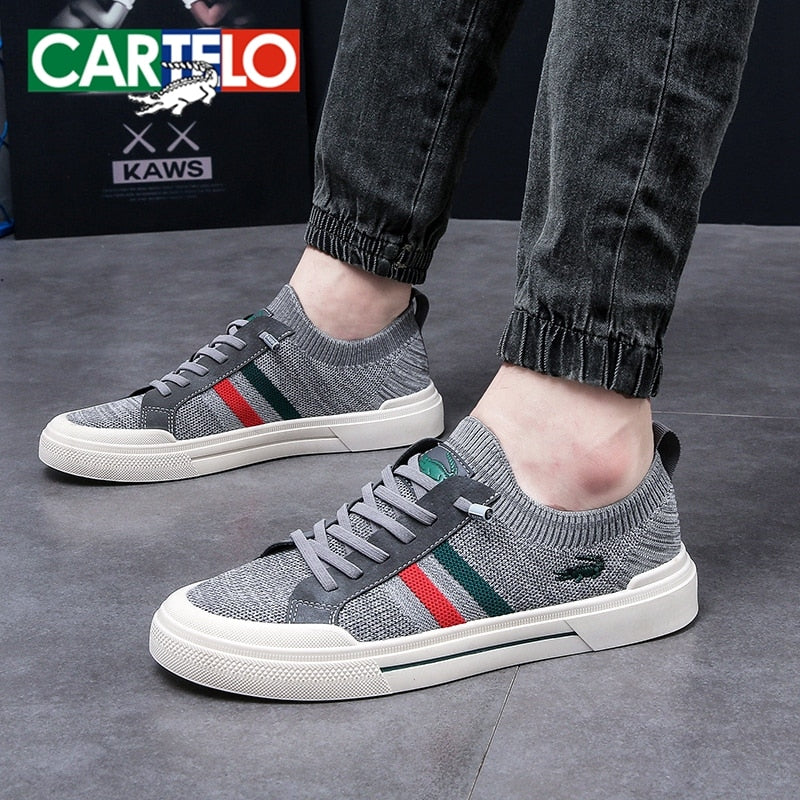 CARTELO Men Vulcanized Fashion Sneakers Breathable Comfortable Flat Casual Shoes Sports Running Shoes Outdoor Male Sneakers