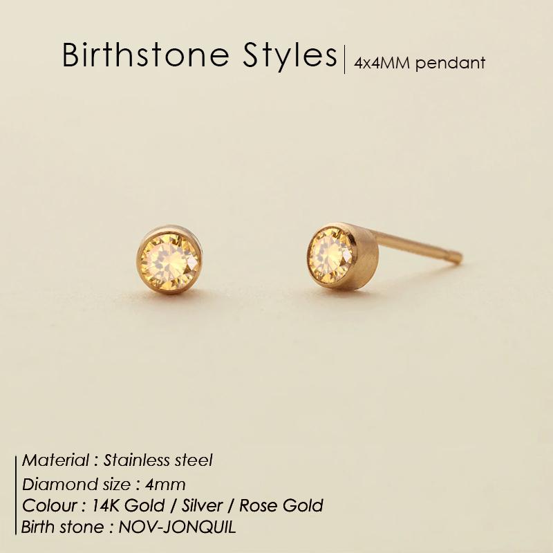 SUNIBI Stainless Steel Earrings for Women Birthstone Piercing Gun Gold Color Ear Stud Push-Back Piercing Gifts Jewelry Wholesale