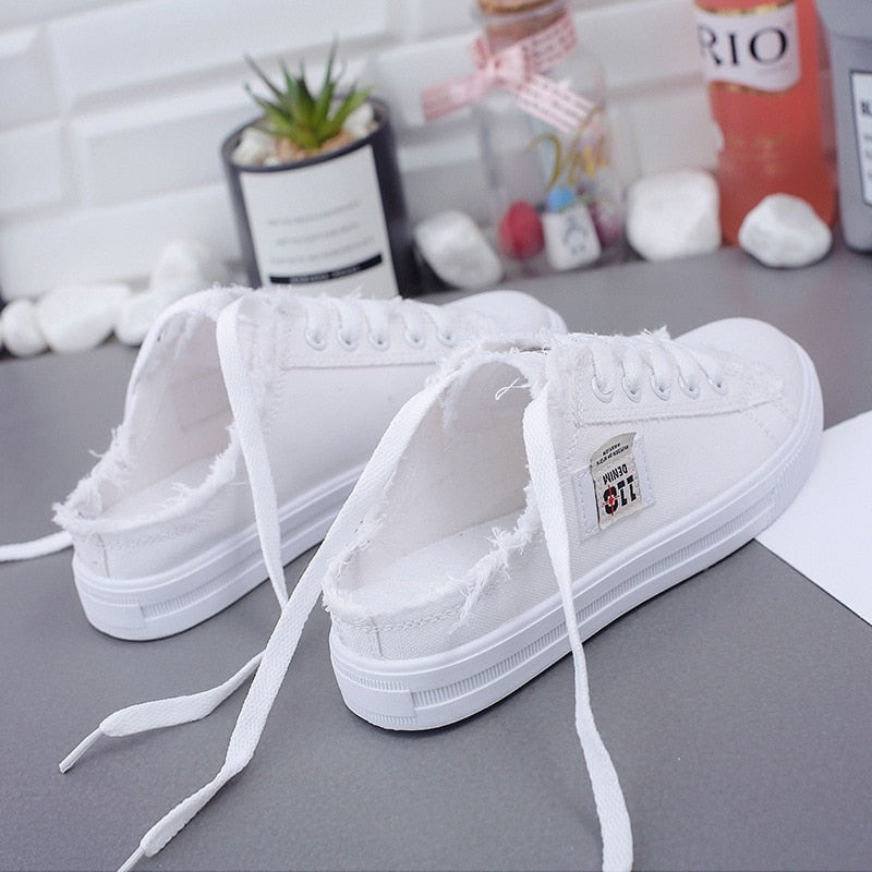 Women Pattern Canvas Sneakers Woman Casual Shoes 2023 Girls Sneakers Ladies Shoes Flat Lace-Up Zapatillas Mujer Chaussure Femme