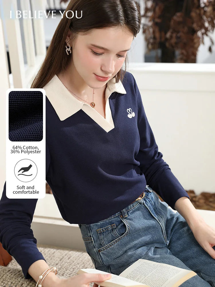 Women’s Swan Embroidered Polo Shirt - Jeglowstore