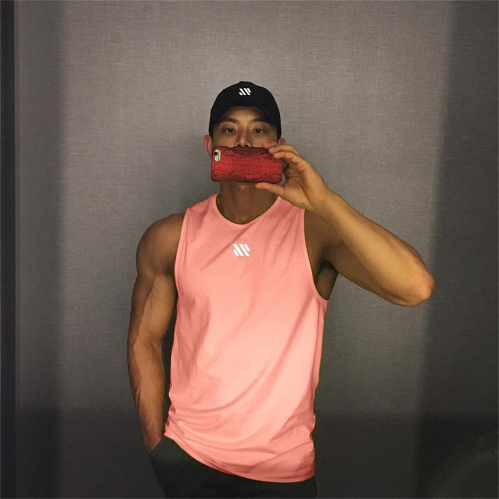 Men's Summer Gym Shirt Street High Quality Sleeveless T-shirts For Men Tank Tops Workout Fitness Singlets Sport Vest Clothing