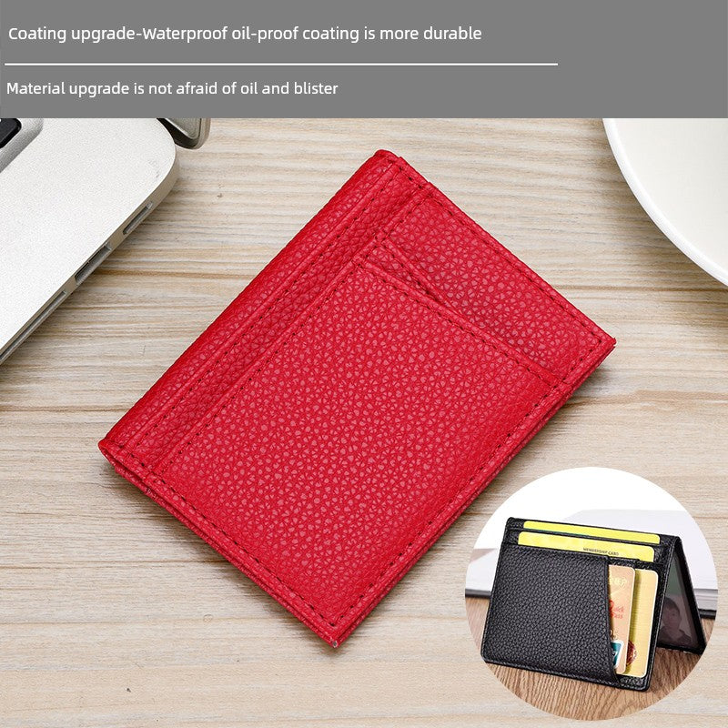 Ultra-Thin Genuine Leather Card Holder Men Driver's License Wallet Small and Simple Multi-Card Card Clip