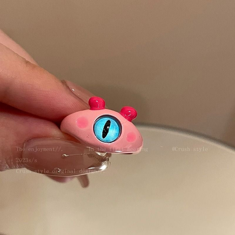 Punk eyes ring Cute Green Monster Ring For Women Fashion Sweet Two Color Cat Eyes Open Couple Ring party Finger Accessories