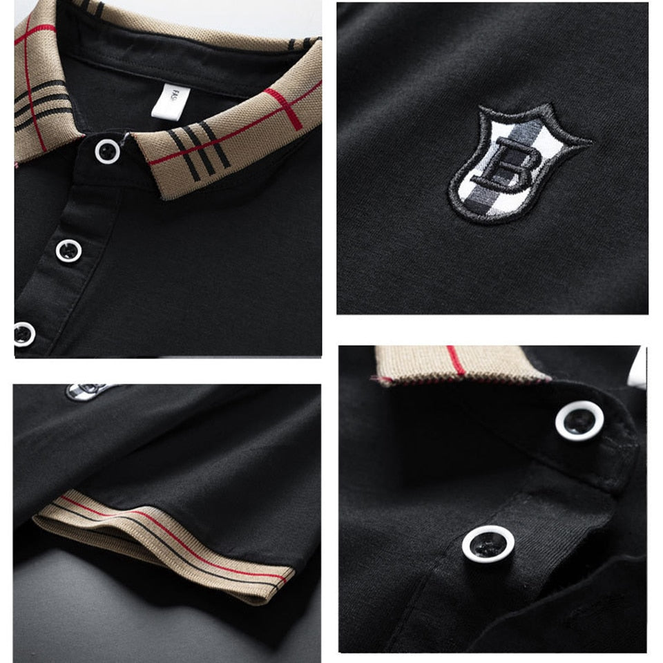 Рубашка-поло мужская из дышащего хлопка, с коротким рукавом