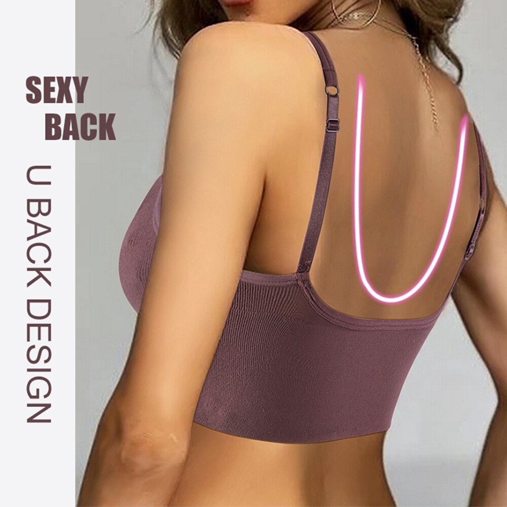 Backless Sportswear Woman Gym Sports Bra Seamless Womens Underwear Adjustable Shoulder Strap Inner Padded Yoga Vest Bralette