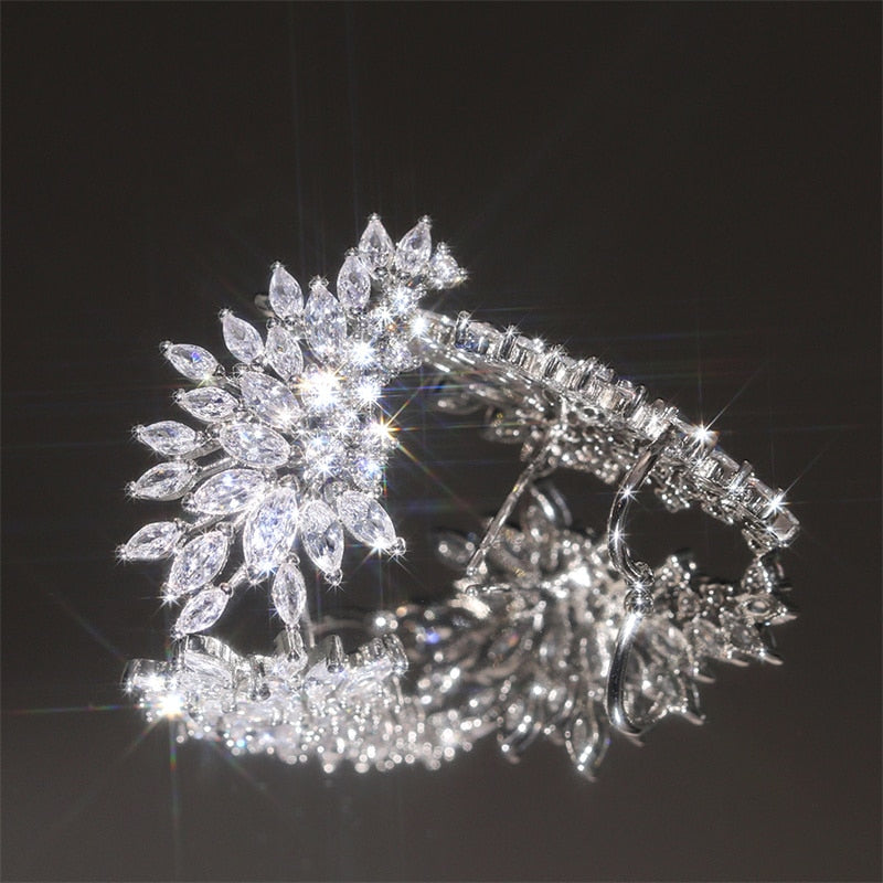 Huitan Gorgeous Women's Stud Earrings Full with Dazzling CZ Stone Sparkling Ear Piercing Earrings Party Jewelry Drop Shipping