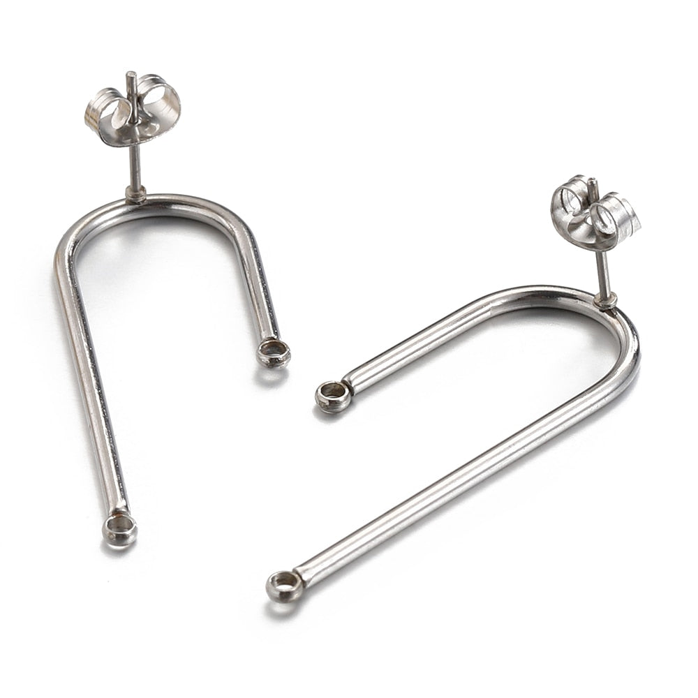 No Fade 10pcs Stainless Steel Ear Studs Earring Post Base Pins with Ear Backs Earplug for Earrings DIY Jewelry Making Components