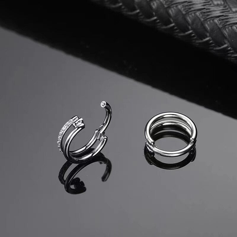 ASTM F136 Titanium Nose Piercing Ring 16G CZ Hinged Septum Clicker Segment Ear Cartilage Tragus Helix Lip Ring Piercing Jewelry