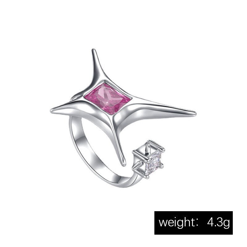 Women's Ring Simple Star Ring Open Mouth Adjustable Awning Send Girlfriend Girlfriends Gift Jewellery Jewellery