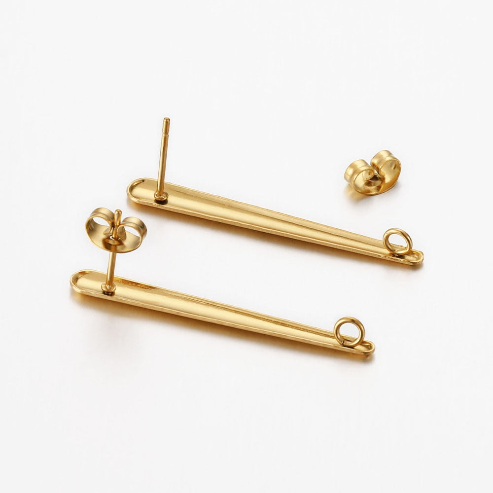 No Fade 10pcs Stainless Steel Ear Studs Earring Post Base Pins with Ear Backs Earplug for Earrings DIY Jewelry Making Components