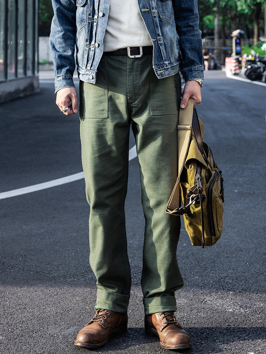 Vintage Olive Green Baker Trousers - Jeglowstore