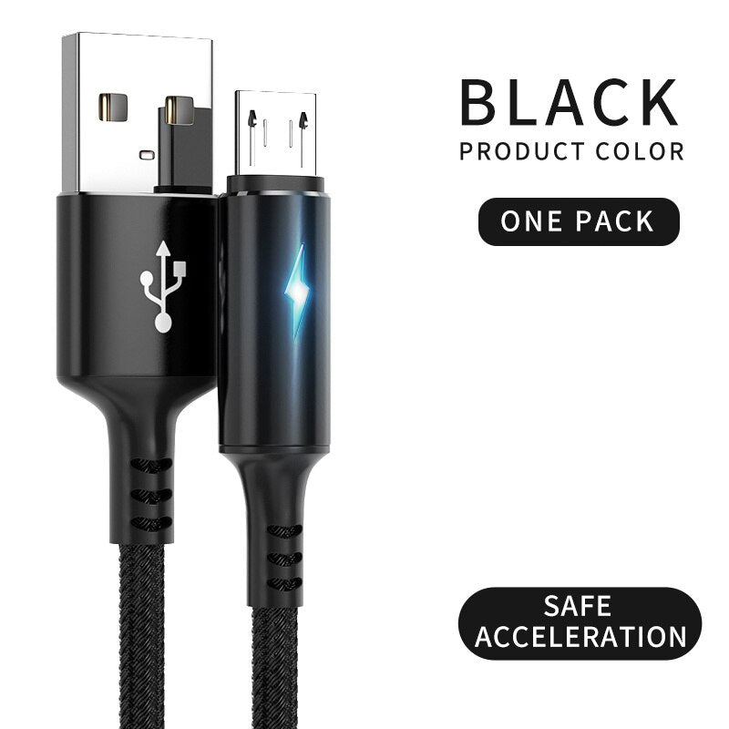 USB Micro Cable 3A Fast Charging Data Cable Charger Cord for Samsung Xiaomi Mobile Phone Accessories LED Indicator Usb Cable