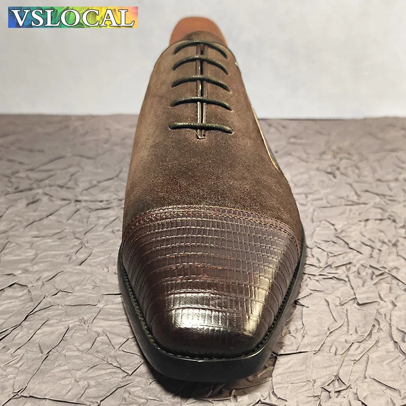 Men’s Leather Cap Toe Oxford Shoes - Jeglowstore