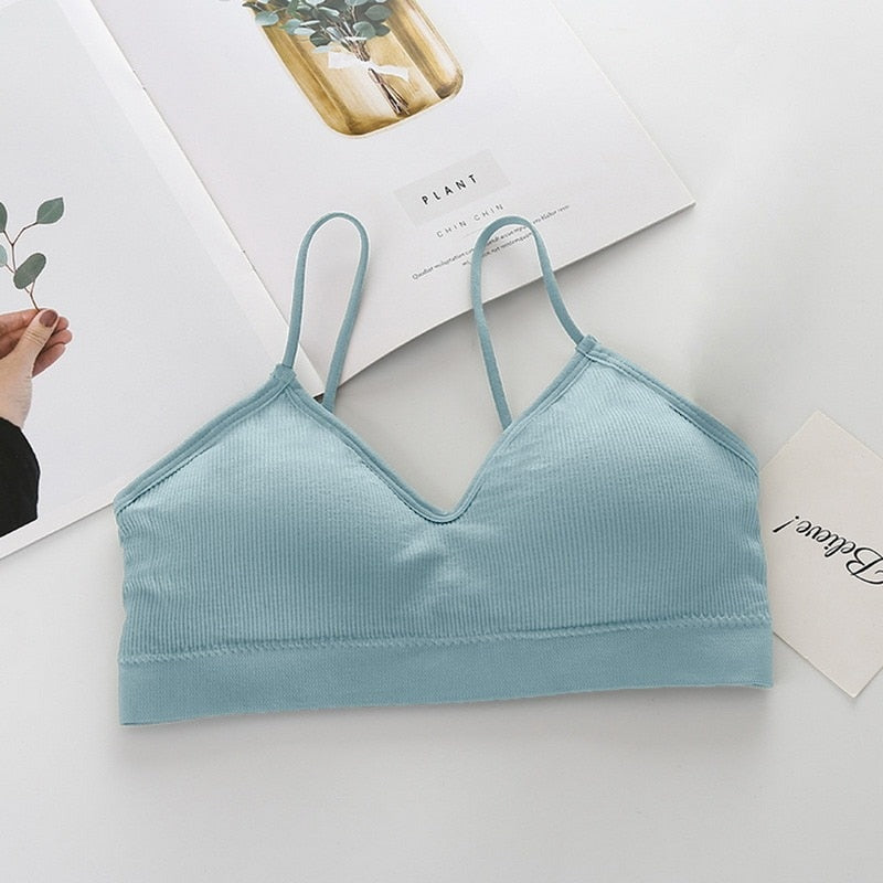 Women Sexy Crop Tops Sports Bra Female Tube Tops Sleeveless Camis Seamless Lingerie Tee Bra Bandeau Crop Top Tanks