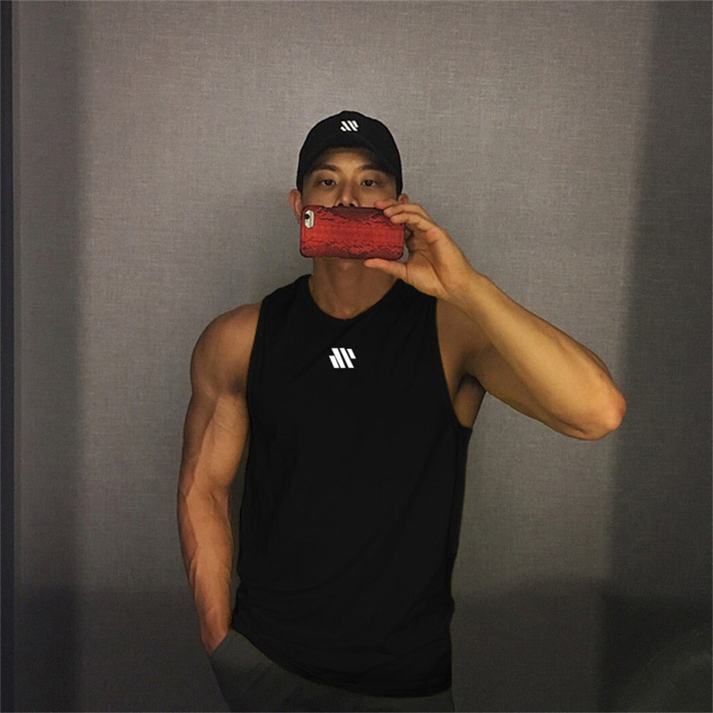 Men's Summer Gym Shirt Street High Quality Sleeveless T-shirts For Men Tank Tops Workout Fitness Singlets Sport Vest Clothing