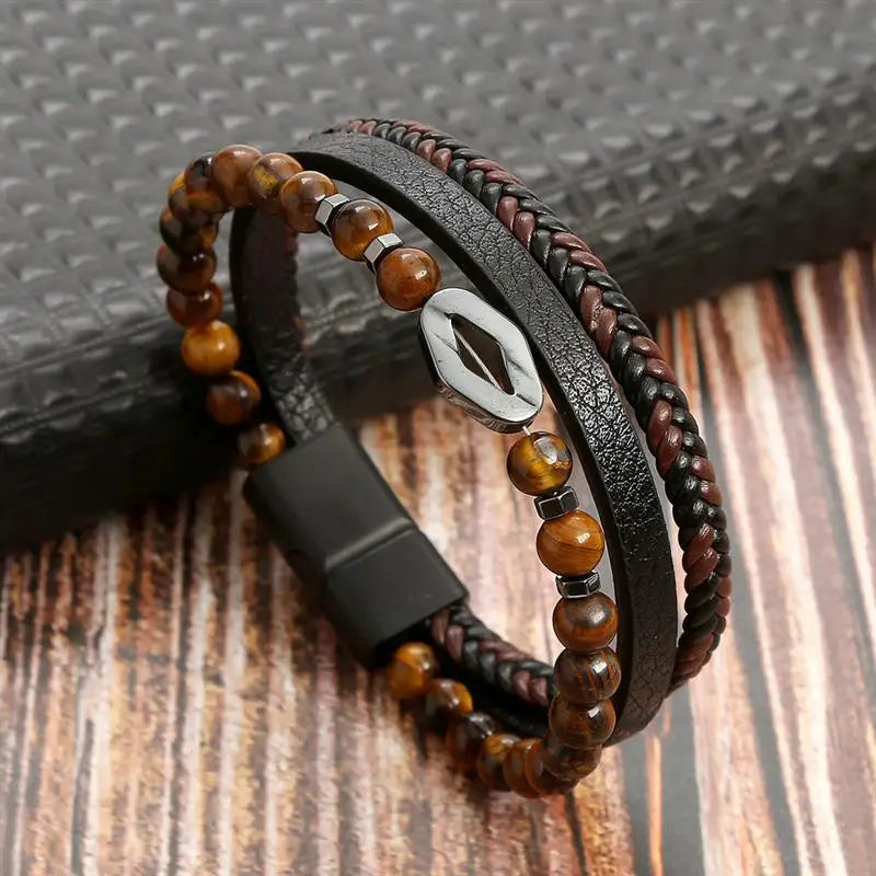 Men’s Classic Handwoven Leather Bracelet - Jeglowstore