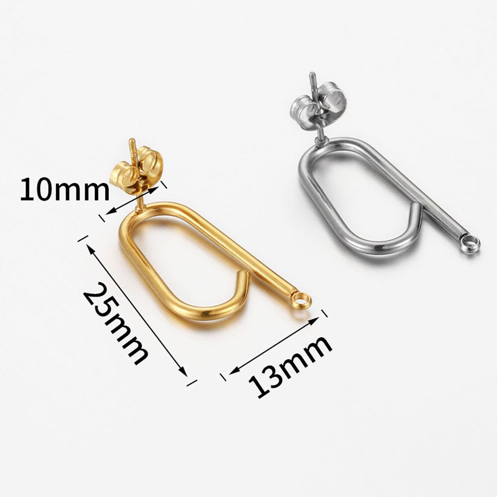 No Fade 10pcs Stainless Steel Ear Studs Earring Post Base Pins with Ear Backs Earplug for Earrings DIY Jewelry Making Components